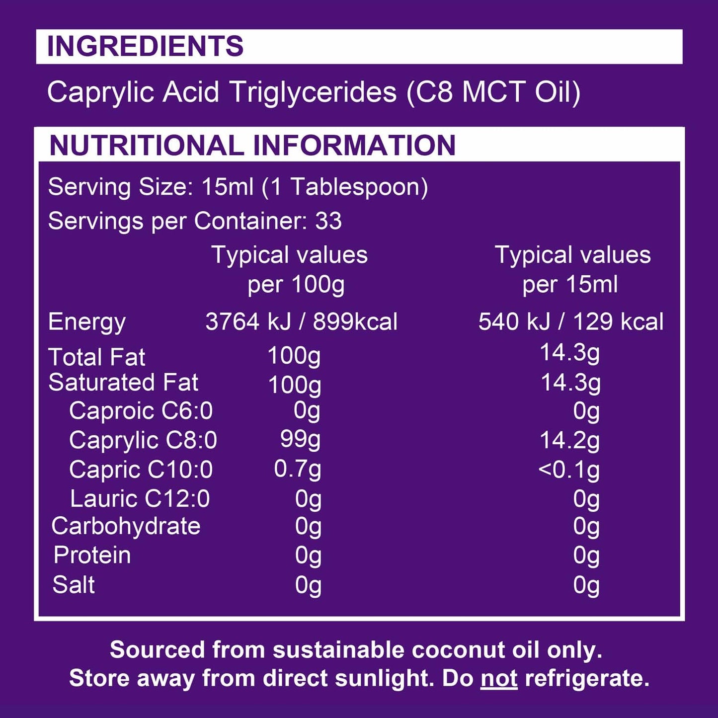 Premium Pure C8 MCT Oil | Increases Ketones 3X More Than Other MCTs