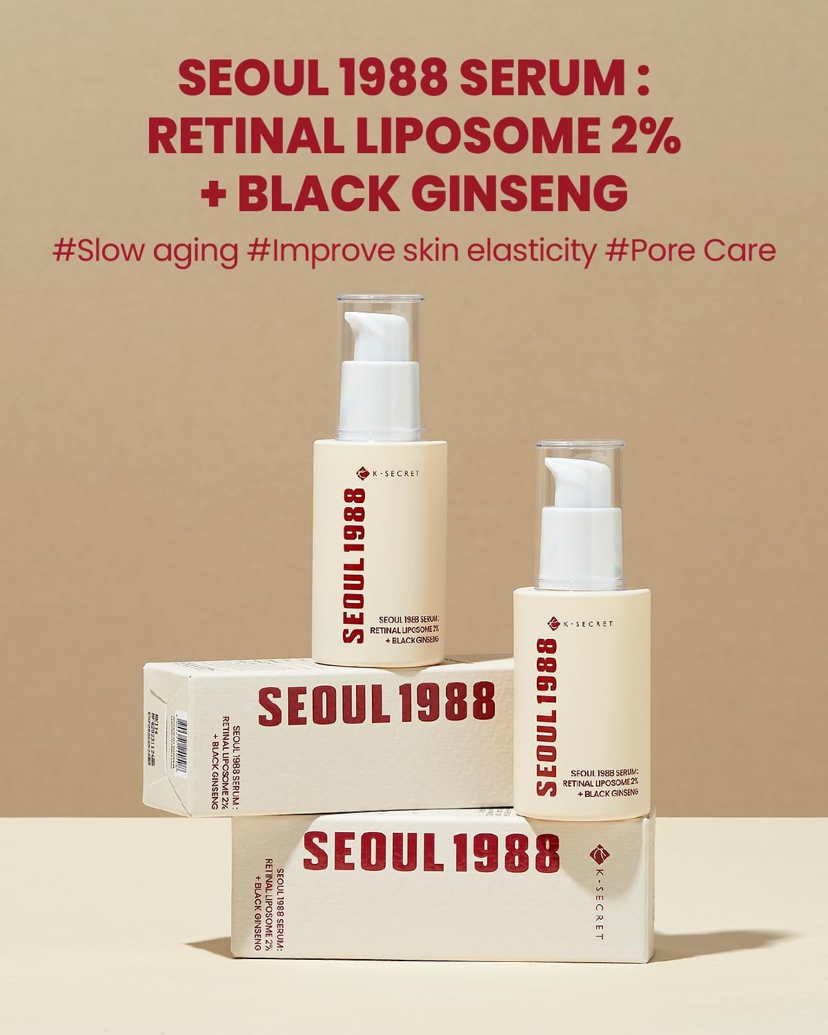 SEOUL 1988 Retinal Serum: 2% Retinal Liposome Black Ginseng Niacinamide Bakuchiol Vitamin C