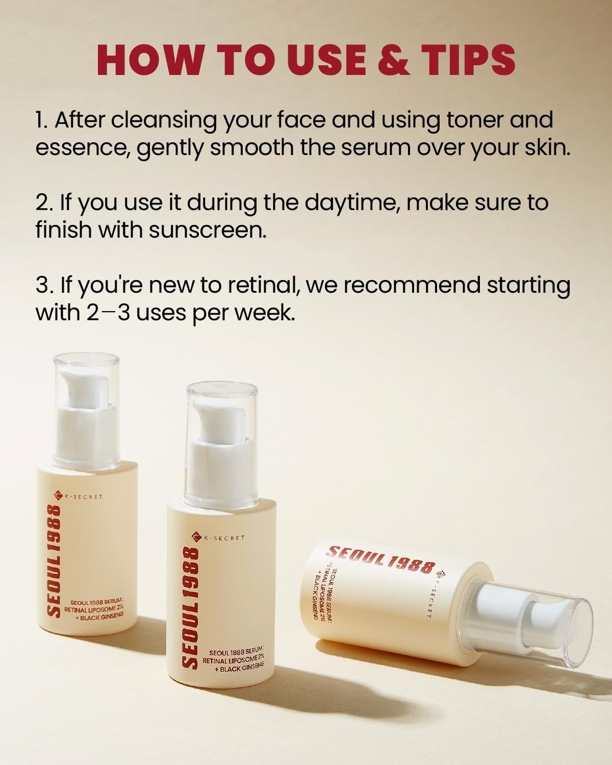 SEOUL 1988 Retinal Serum: 2% Retinal Liposome Black Ginseng Niacinamide Bakuchiol Vitamin C